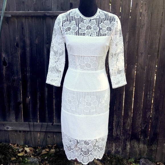 TRINA TURK floral Guipure lace midi dress size 2 - Picture 13 of 13